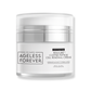 Jar of RENAURÉ cream on white background with botanical accents; copper peptide anti-aging moisturizer for skin regeneration and firmness