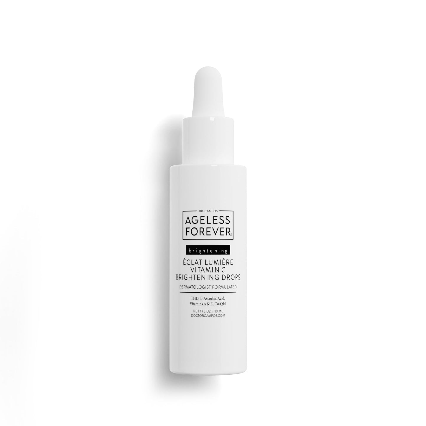 Vitamin C Brightening Serum bottle – antioxidant-rich radiance booster for dull, uneven skin by Ageless Forever